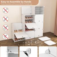 Zapatero de Plástico Portátil 8 Niveles, 32 Pares, Organizador para Armario, Entrada, Dormitorio, Pasillo Blanco, 2 x 8 - details 11