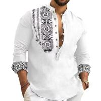 Blusa de manga larga con cuello Henley para hombre, camisa informal de talla grande, Azul, Gris, blanco, 3xl, 2xl, 44, 42 - details 1