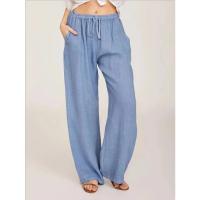 Pantalones de Lino de Algodón para Mujer Cintura Elástica, Bolsillo, Estilo Callejero - details 7