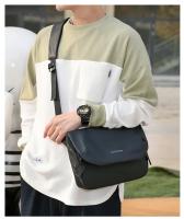 Bolso cruzado funcional para hombre, bandolera de un solo hombro, impermeable, con película de cuero, para ocio, novedad - details 6