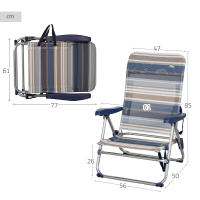 Silla playa plegable baja 5 posiciones a rayas azules y grises Aktive - details 3
