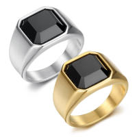 Nueva joyería INS estilo simple anillo negro liso de acero de titanio para hombres - details 1