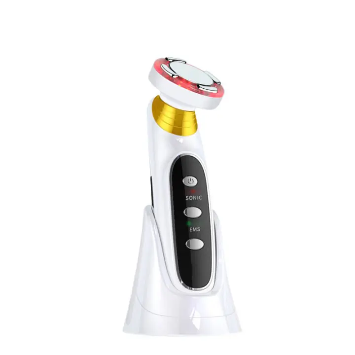 Masajeador Facial con vibración de alta frecuencia, dispositivo de tonificación Facial con luz Led roja, masajeador Facial ultrasónico EMS, microcorriente - 1