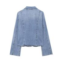 Chaqueta vaquera para mujer de manga larga, cuello en V, estilo ggy, vaqueros azules, ropa sexy, ropa de niña, tops elegantes - details 2