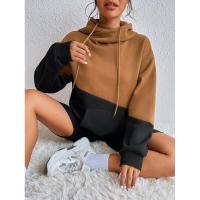 Sudaderas con capucha para mujer, ajuste, colores contrastantes, top cálido para mujer, sudaderas con capucha marrones sueltas para Haruku - details 5