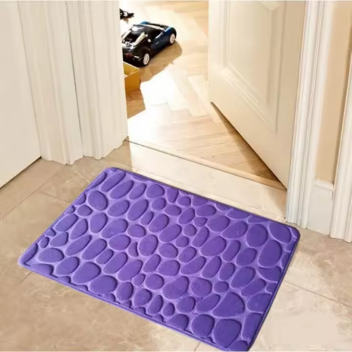 Alfombrilla de baño con relieve de adoquines, alfombras de baño antideslizantes en lavabo, alfombra de suelo lateral de bañera, Felpudo de ducha, almohadilla de espuma viscoelástica - 1