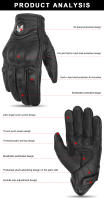 Guantes de Cuero Retro para Motocicleta Touch Screen Transpirable para Hombres y Mujeres - details 7