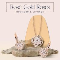 Collar con colgante de flor rosa en cristal dorado para mujeres y niñas, joyería para vestido de novia - details 1