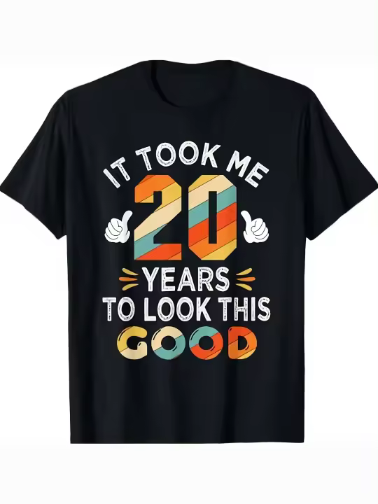 Camiseta de Algodón Cómoda para Hombre Cuello Redondo Manga Corta Regalo de Aniversario Especial - 1