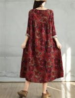Vestido Floral de Algodón Vintage Moda Casual para Mujeres Primavera Otoño - details 46
