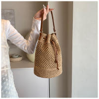 Bolso de paja tejido hueco, bolso de cubo, bolso de playa, bolso de hombro casual, bolso de moda, bolso de mujer - details 6