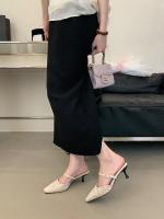 Hada francesa viento punta cabeza bolsa cabeza media zapatillas mujer usando nuevo tacón delgado arrugado zapatillas geniales - details 2