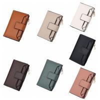 Cartera de cuero PU multifuncional portátil, cartera corta con cremallera de estilo coreano, monedero, tarjetero plegable de Color caramelo para uso diario - details 1