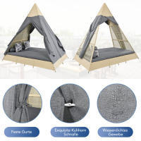 Conjunto de Jardín de Rattan Tenda, Cojines de Asiento, Cortina de Puerta Grisa - details 6