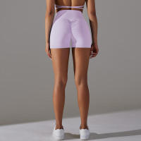 Pantalones cortos deportivos sin costuras cintura en V cintura alta Push Up elástico gimnasio correr Yoga transpirable - details 14