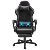Silla Gaming con Masajeador, Silla Gamer con Reposapiés Reposacabeza, Ergonómica, Cojín Lumbar de Masaje (Azul) - details 5