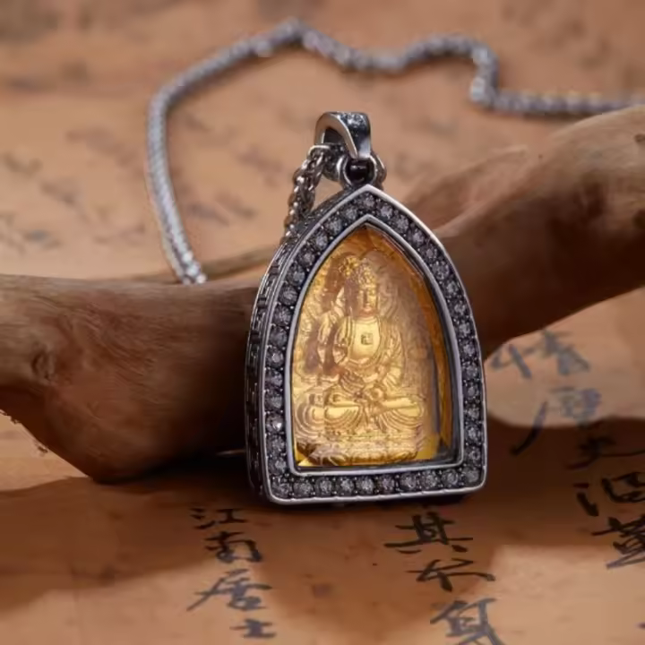 Nuevo estilo étnico chino acero titanio doce zodíaco ocho dioses guardianes, colgante de Buda, collar de circón para hombres y mujeres - 1