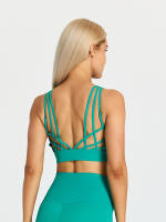 SHINBENE-Sujetador deportivo con tirantes para mujer, sostén deportivo con escote en V, espalda cruzada, acolchado, entrenamiento, Yoga - details 33