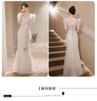 Vestido Eveig Gow Estilo Francés de Cola de Pescado para Mujer 2025 Vestido de Boda de Lujo Ligero - details 2