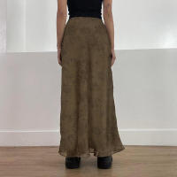 BUNO-falda de malla Vintage Floral para mujer, faldas largas informales ajustadas transparentes de cintura media, moda de otoño y primavera 2025 - details 4