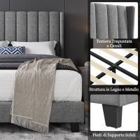 Cama Doble Tapizada 140 x 200cm Estructura de Madera y Metal Moderno Ideal para Adultos 2 Personas - details 17