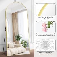 Espejo de Pie Curvado Grande Espejos de Pared con Marco de Oro Aluminio 161 x 52 cm - details 18