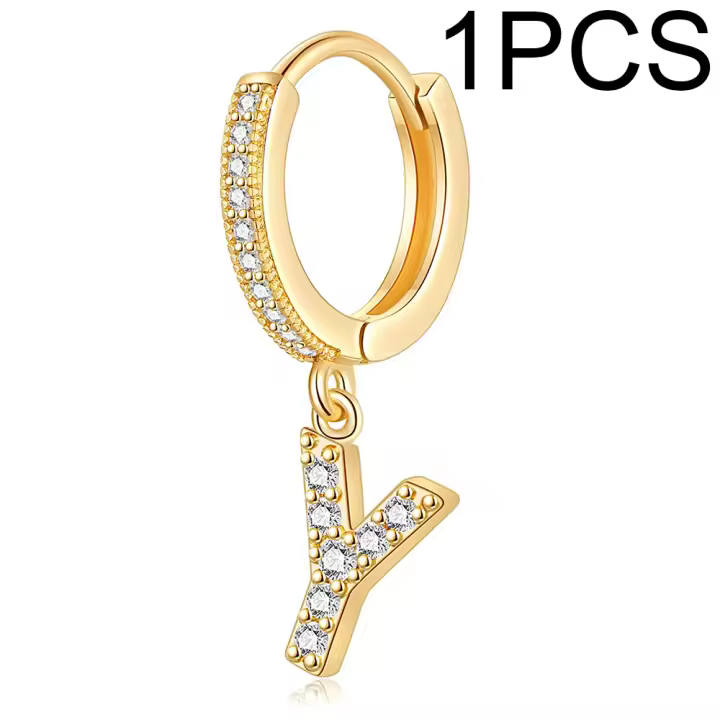 Pendientes colgantes con letras a-z, joyería dorada femenina, aretes con letras con nombre, 1 piezas - 1