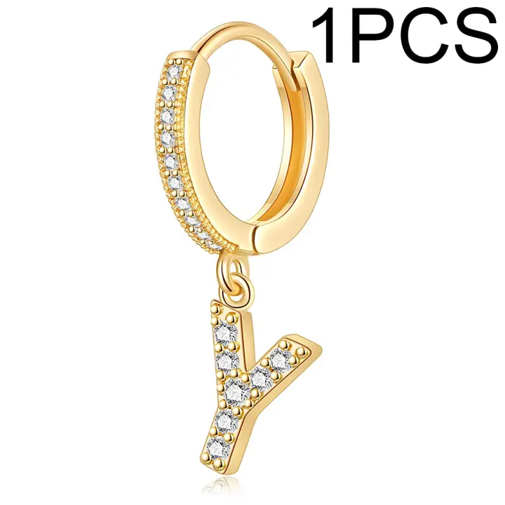 Pendientes colgantes con letras a-z, joyería dorada femenina, aretes con letras con nombre, 1 piezas - 1