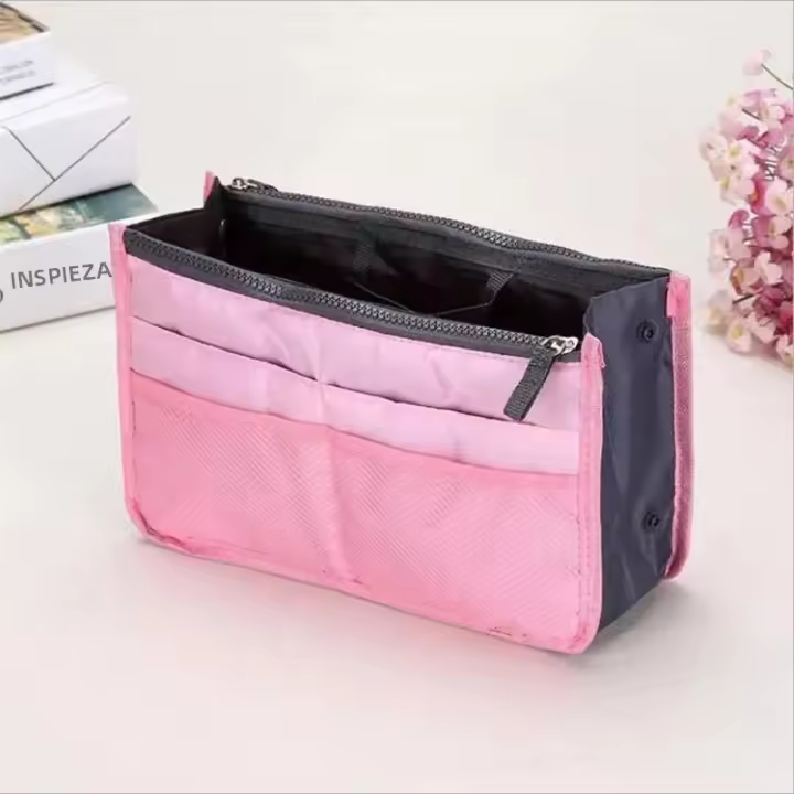 Bolsa organizadora de viaje para mujer en nailon, bolso de mano grande con cierre de cremallera, estuche de maquillaje y cosméticos económico. - 1