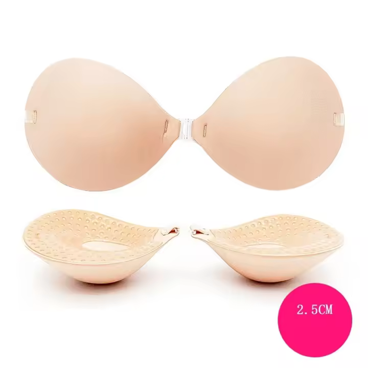 Sujetador de realce de silicona de 5cm/6cm, almohadillas adhesivas invisibles para el pecho para mujer, sujetador adhesivo sin espalda sin tirantes para vestido de novia - 1