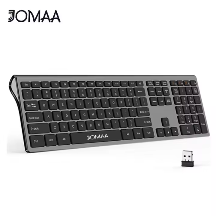 Teclado ergonómico inalámbrico Plug and Play de 2,4G, 109 teclas, tamaño completo, teclado numérico para PC/escritorio/portátil, negro - 1