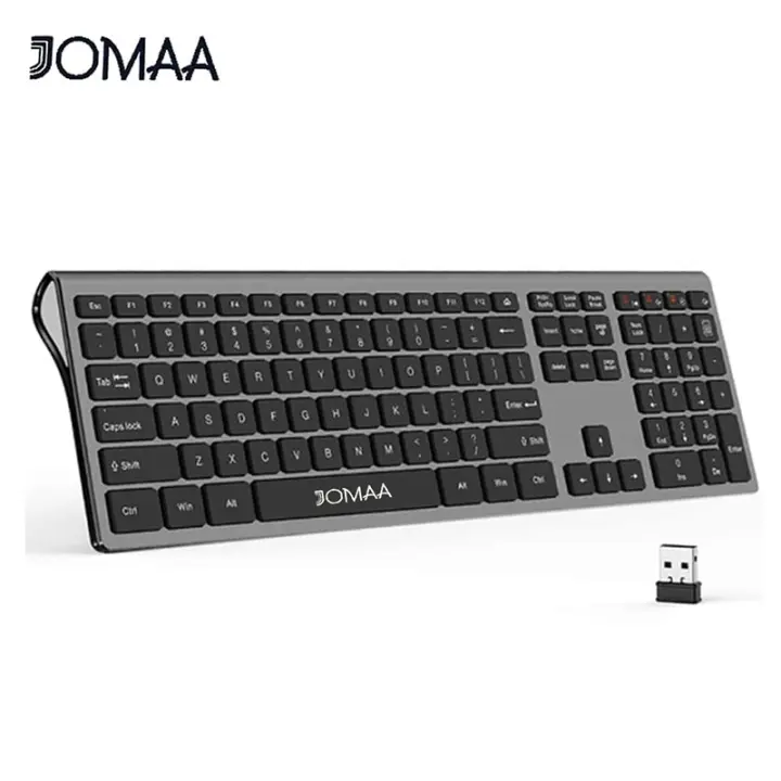 Teclado ergonómico inalámbrico Plug and Play de 2,4G, 109 teclas, tamaño completo, teclado numérico para PC/escritorio/portátil, negro - 1