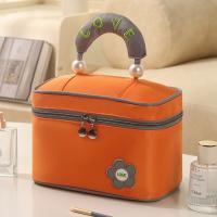 Bolsa de maquillaje de alta belleza para mujer, bolsa de lavado con doble cremallera de gran capacidad, bolsa de cosméticos de mano con perlas a prueba de polvo, bolsa de aseo - details 6