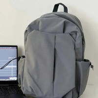 Mochila para ordenador a la moda, bolso escolar para estudiantes de Color sólido con cremallera, bolso de hombro de viaje informal de gran capacidad para estudiantes universitarios - details 15
