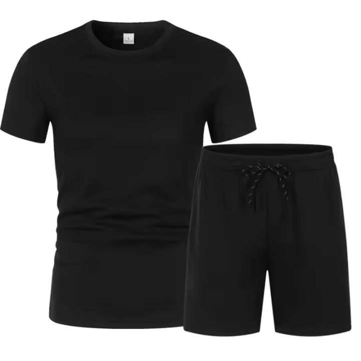 Chándal transpirable de secado rápido para hombre, conjunto de pantalones cortos, Camiseta deportiva de manga corta - 1