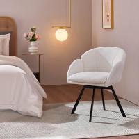 Escritorio en Forma de Flor, Silla de Maquillaje Chenilla para Sala de Estar, Dormitorio y Estudio, Color Blanco - details 3