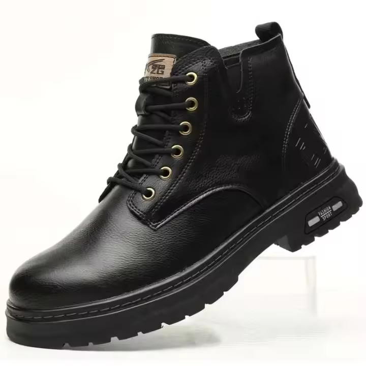 Botas de trabajo negras impermeables y antideslizantes para hombre y mujer, calzado de seguridad antiperforación, calzado deportivo con punta de acero - 1