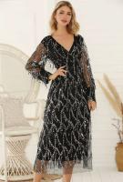 2024 Nueva colección Primavera/Verano Vestido largo de mujer con cuello en V y manga de noche para fiesta - details 0