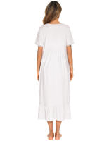 Pijamas para mujer, ropa de dormir con cuello cuadrado, camisón de manga corta, vestido mixto de encaje - details 17
