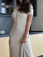 TARUXY-Vestidos largos ajustados de punto para mujer, vestidos largos informales holgados de cintura alta con temperamento elegante para otoño - details 16