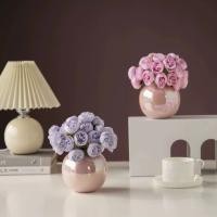 Ramo de novia de peonía emulacional de seda, rosa de té, 27 cabezas, flores falsas, tallo largo, flores artificiales de peonía, decoración de boda - details 7