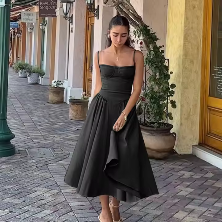 Ropa de mujer sin mangas y sin hombros, diseño elegante, vestido a medida - 1