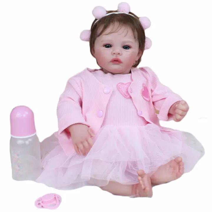 BZDOLL-Muñeca Reborn realista de silicona suave, juguete con pintura 3D de piel y venas, vestido encantador, chica Boneca, 45cm, 19 pulgadas - 1