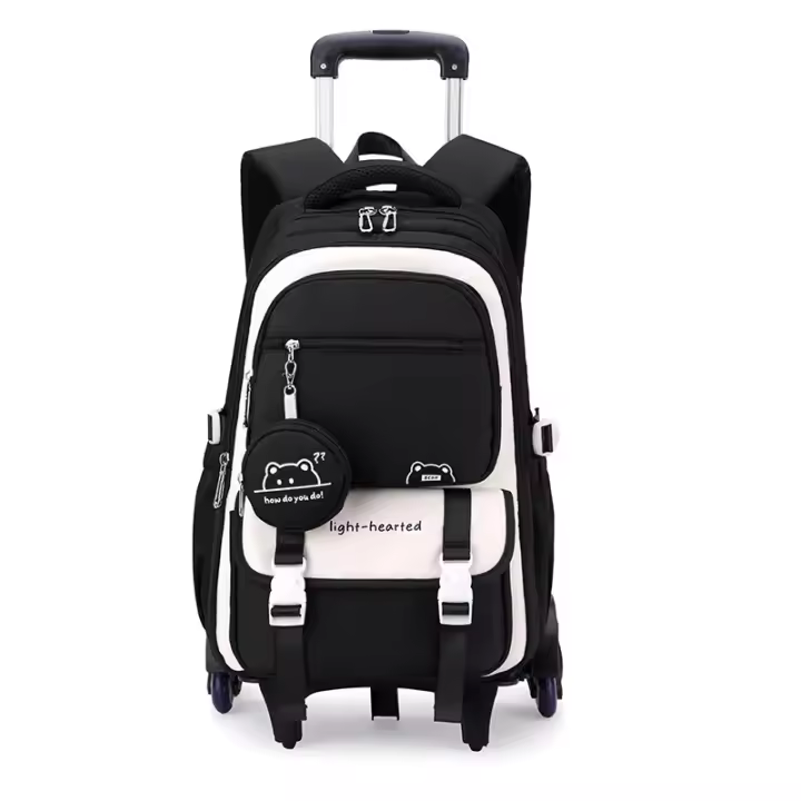 Mochila escolar con ruedas desmontables para niña de primaria, mochila con ruedas grande para secundaria, artículos de regreso a la escuela - 1