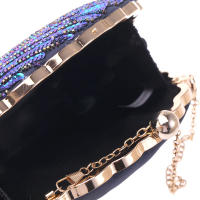Bolso de mano con forma de concha para mujer, monederos de lentejuelas, bolsos de diseñador de lujo, bolso de noche bordado Retro, bolso de fiesta femenino - details 6