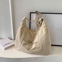 Bolso de hombro de tela suave con cremallera, bolso de compras de Color sólido de estilo informal, bolsa de almacenamiento, bolso ajustable para las axilas, escuela - details 1