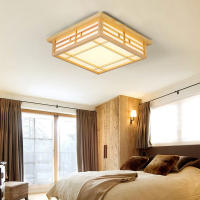 Lámpara de techo Lámpara de techo LED de madera japonesa Lámpara cuadrada Lámpara de sala de estar para dormitorio Pantalla de piel de oveja sintética de PVC Luces de techo 16 W Cálido - details 3