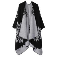 Manta de Caña de Poncho de Doble Cara Paño de Cuadrícula de Color para Mujeres - details 1