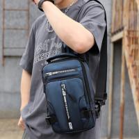Bolso de pecho para hombre con múltiples bolsillos a la moda, bolso de mensajes deportivo de tela Oxford con carga USB, bolso cruzado multifunción de Color sólido para niños - details 10