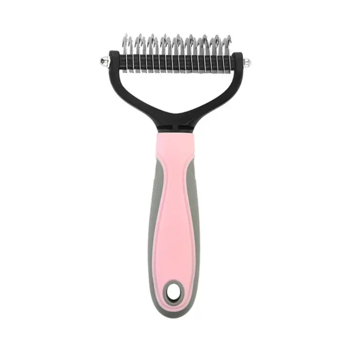 Peine de acero inoxidable para mascotas, peine profesional de doble cara para recortar perros, cepillo duradero para quitar el pelo de mascotas, Limpieza del cabello para perros - 1
